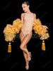 Golden Ruffled Organza Burlesque Boa with Fringe Tassel