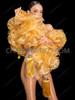 Golden Ruffled Organza Burlesque Boa with Fringe Tassel