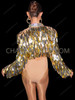 Gold and Silver Teardrop Sequin Drag Show Cropped Jacket 
