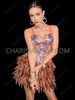 Pink Silver Sequin Brown Feather Cabaret Mini Dress 