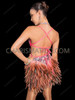 Pink Silver Sequin Brown Feather Cabaret Mini Dress 