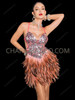 Pink Silver Sequin Brown Feather Cabaret Mini Dress 