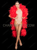 Red Fantasy Organza Drag Boa with Sparkling Sequin Disco Ball Ends