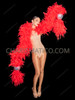 Red Shredded Organza Drag Queen Boa with Silver Disco Ball Ends