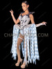 Silver Futuristic Armor Corset with LED Tentacle Skirt