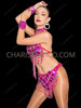 Fuchsia Sequin Floral Beaded Samba Bra and Thong Set 