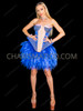 Electric Blue Futuristic Sculpted Corset with Matching Skirt Set