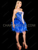 Electric Blue Futuristic Sculpted Corset with Matching Skirt Set