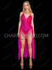 Electric Hot Pink Rave Sequin Leotard with Feather Bustle 