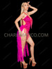 Electric Hot Pink Rave Sequin Leotard with Feather Bustle 