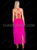 Electric Hot Pink Rave Sequin Leotard with Feather Bustle 