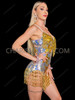 Holographic Silver Gold Sequin Stardust Rave Tummy Control Shapewear Bodysuit