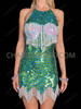 Little Mermaid Shell Sequin Halter Dress with Pearl Fringe