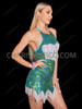 Little Mermaid Shell Sequin Halter Dress with Pearl Fringe