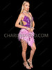 Violet Jewel Sequin Showgirl Dress with Lavender Feathers