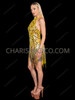 Sunburst Keyhole Yellow Sequin Fringe Latin Dance Dress