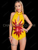 Flameburst Sequin Halter Drag Queen Bodysuit