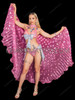 Pink Sparkle Bow Burlesque Bikini Set with Iridescent Sequin Cape