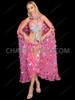 Pink Sparkle Bow Burlesque Bikini Set with Iridescent Sequin Cape