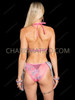 Pink Sparkle Bow Burlesque Bikini Set with Iridescent Sequin Cape