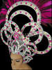 Fuchsia Silver Mirrored And Crystal Studded Feather Headdress