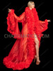 Red Fiery Showstopper Ruffle Drag Queen Robe Coat