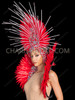 Radiant Red Crystal Spikes Fan Headdress & Backpack Set