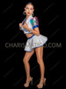 Holographic White and Blue Vinyl Crop Top Bolero and Skirt Set 