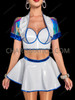 Holographic White and Blue Vinyl Crop Top Bolero and Skirt Set 