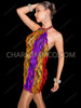 Rainbow Rectangular Sequin Fringe Turtleneck Mini Dress