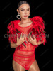Luxury Red Feather Shoulder Shrug Bolero