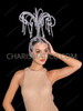 Silver Crystal Fountain Showgirl Headdress with Dangling Beads