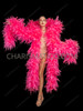 Neon Pink Giant Organza Plume Showgirl Headdress Backpack Set