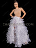 White Sparkling Ruffled Organza Drag Queen Skirt