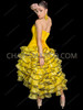 Cabaret Sparkle Yellow Rhinestone Corset with Ruffled Organza Skirt