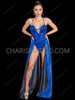 Sapphire Showstopper Sequin Leotard Gown with Wing Skirt