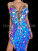 Iridescent Mermaid Oval Sequin Cabaret Dance Dress