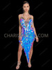 Iridescent Mermaid Oval Sequin Cabaret Dance Dress