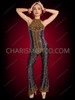 Golden Stardust Rhinestone Bachata Dance Halter Jumpsuit
