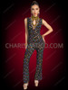 Disco Diva Rainbow Sequin Keyhole Dance Jumpsuit