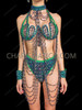 Emerald Mermaid Shell Cage Bra & Showgirl Dance G-String Set