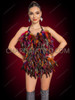 Multicolor Feather Carnival Samba Burlesque Dance Leotard