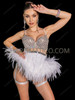 White Feather Burlesque Waist Corset with Fluffy Hip Plume