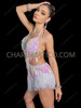White Holographic Sequin Fringe Latin Salsa Dance Dress