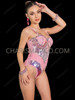 Glamorous Pink Sequin Rhinestone Cup Dance Bodysuit 