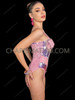 Glamorous Pink Sequin Rhinestone Cup Dance Bodysuit 