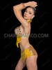 Yellow Rhinestone Beaded Fringe Bra and Sequin Shorts Latin Dance Set