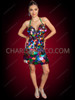 Multicolor Oversized Sequin Halter Dance Mini Dress