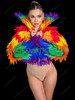 Gay Pride Rainbow Carnival Feather High Collar Jacket