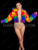 Gay Pride Rainbow Carnival Feather High Collar Jacket